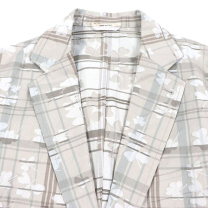  Hermes Clover Checked Single Cotton Jacket Ancon Tailored Jacket Beige 50