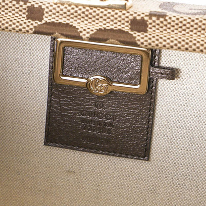 Gucci Shoulder Bag Jumbo GG Canvas Camel/ebony