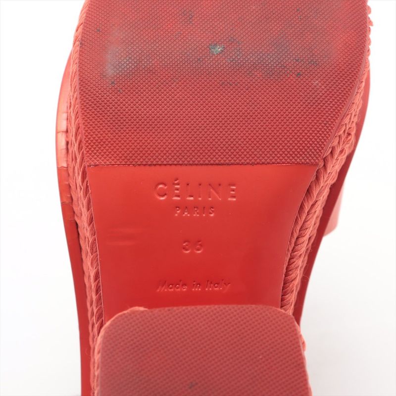 Celine Phoebe Period Leather Jute Sandals Women's 36 Red Made In Italy