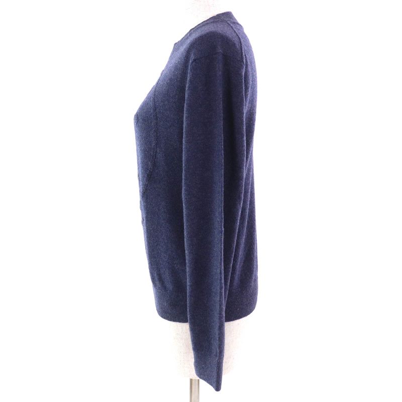 Hermes 24AW 2604d1 100% Cashmere H Lift Long Sleeve Knitted Sweater In Navy 40