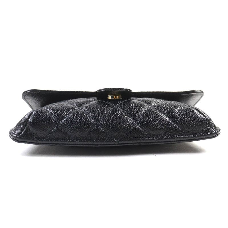 CHANEL Coco Mark Caviar Skin Chain Shoulder Eco Bag Random Serial Black