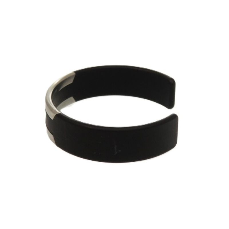 Hermes Trinkaaf Bangle Stainless Steel Black Silver Hardware Black Bangle 0872