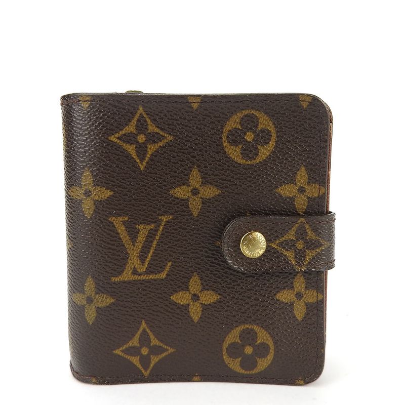 Louis Vuitton Bifold Wallet Compact Zip M61667 Monogram Canvas Brown Goldhardwar