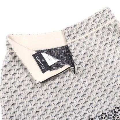 CHANEL P39241k02786 Mohair Silk Cashmere Coco Button Knit Miniskirt Grayish 36