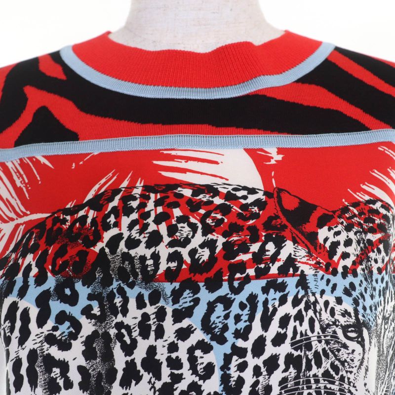 Hermes 23SS 3e2868d3 Jungle Rub 100% Silk Twill Raine Short Sleeve Knit Top Red
