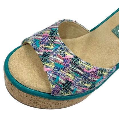 Chanel Sandals Shoes Tweed Cork Multicolor Unused Here Mark