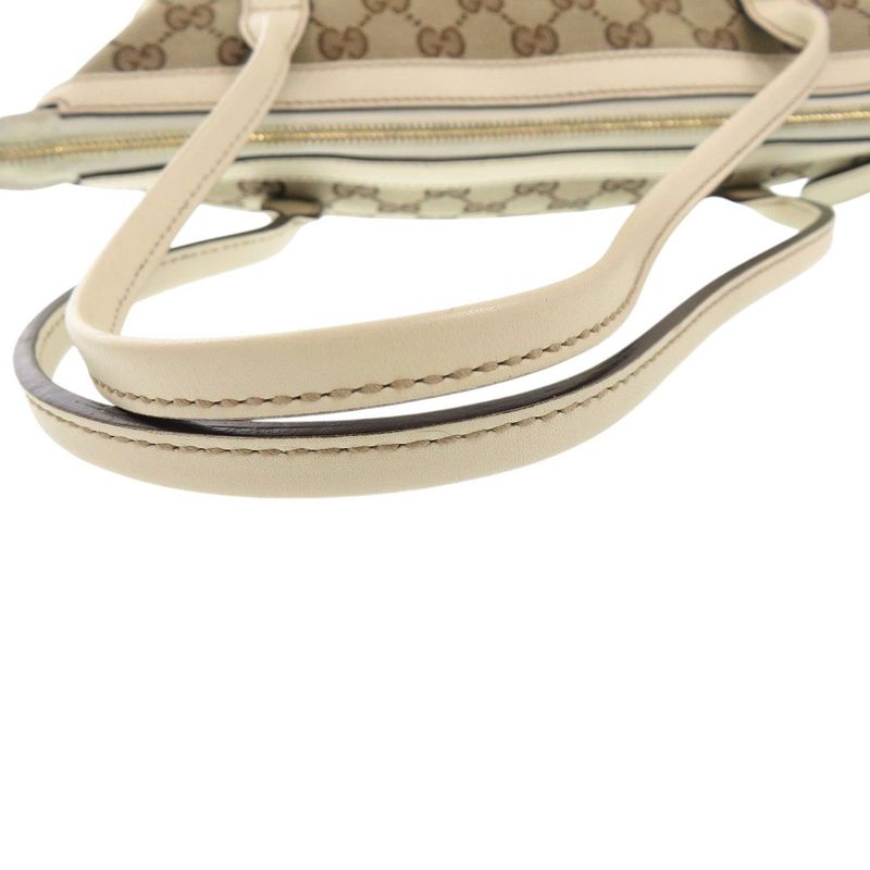 Gucci GG Canvas/leather Beige Tote Bag 1248 Gucci