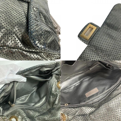 Chanel Shoulder Bag 255hardware Leather Metallic Grayish