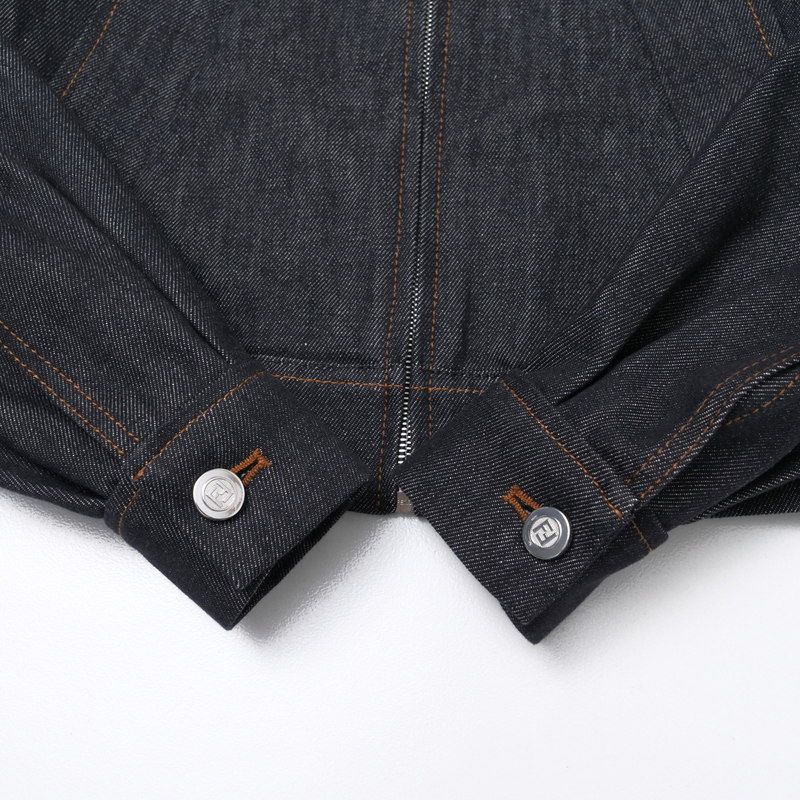 2023Fendi Denim Jacket Size 36 G-jacket Zip Up Jacket FF Cotton Indigo