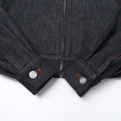 2023Fendi Denim Jacket Size 36 G-jacket Zip Up Jacket FF Cotton Indigo