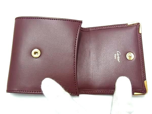 Cartier Must Line Leather Coin Case Coin Purse Ladies Men's Bordeaux