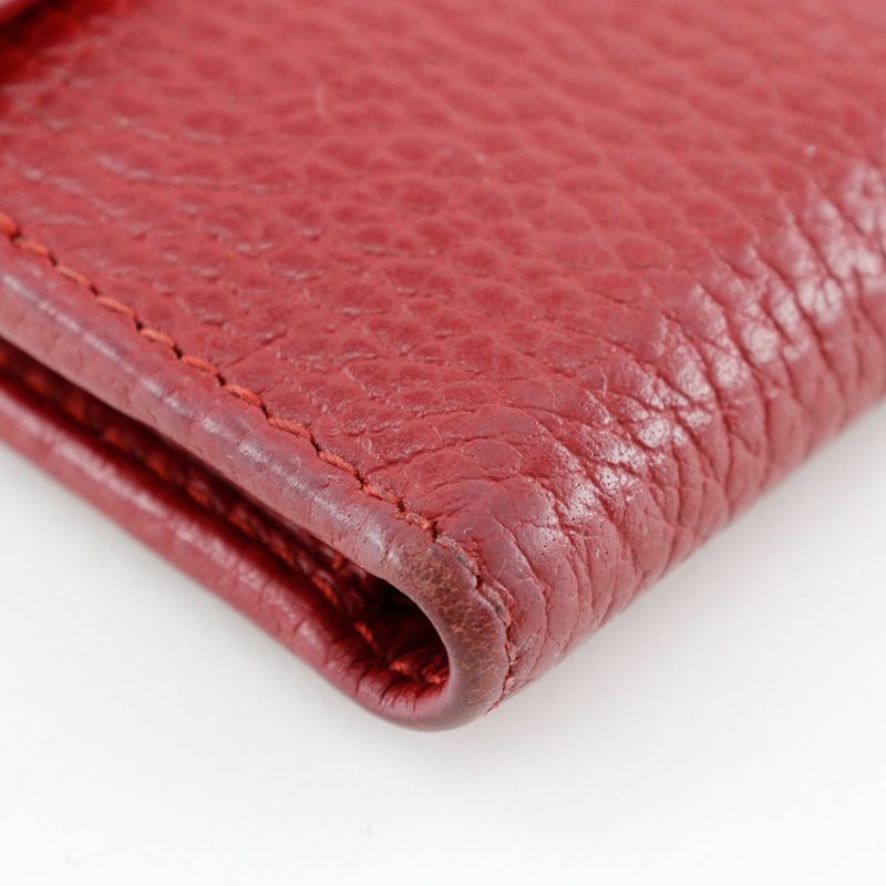 Gucci GG Marmont 456122 Leather Red Ladies Fold Wallet