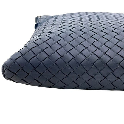 Bottega Veneta Shoulder Bag Blue Intrecciato Excellent Condition Leather