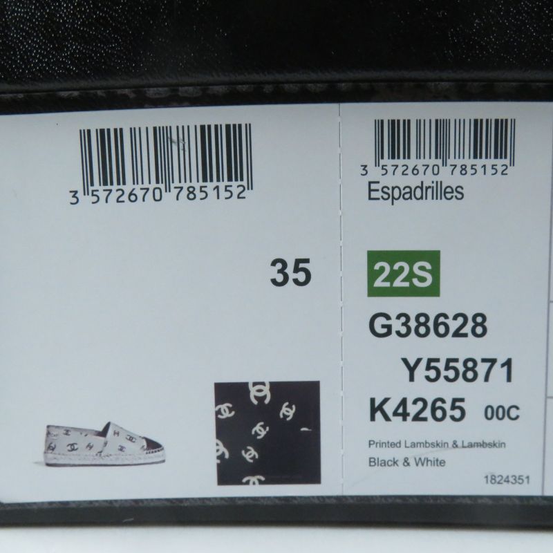 CHANEL 22S G38628 Coco Mark Pattern Espadrilles / Slip-on / Leather Shoes