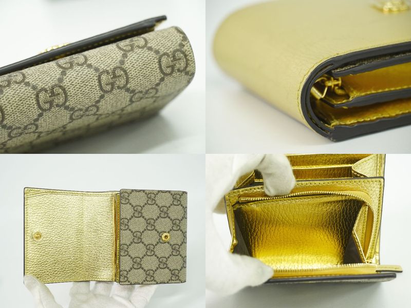 Authentic Gucci GG Marmont GG Supreme Leather Bifold Fold Wallet Compact Wallet