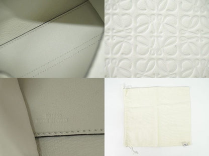 Authentic Loewe Avenue Repeat Anagram Shoulder Bag Pochette Leather White