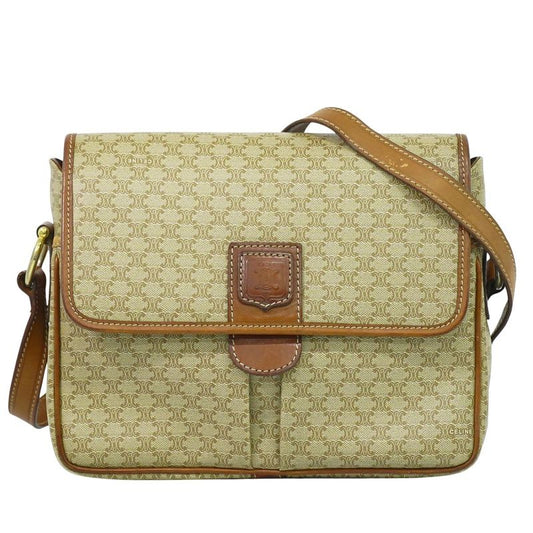 Authentic Celine Macadam Shoulder Bag Pochette PVC Beige Macadam Bag Pre-owned