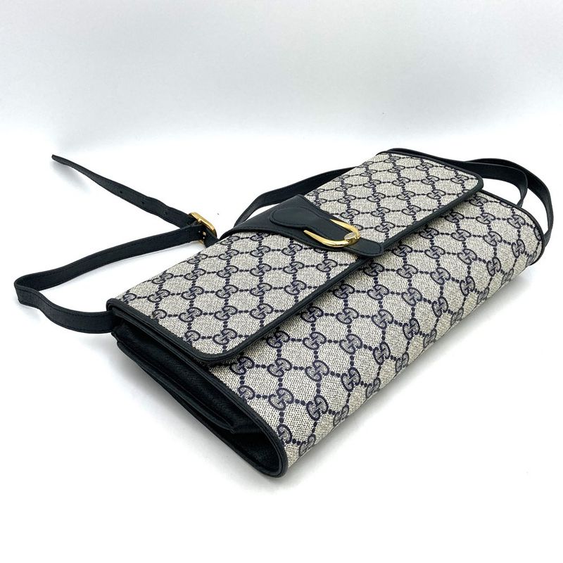 Gucci 904 02 Old Gucci Shoulder Bag Messenger GG Supreme Vintage Navy Ladies