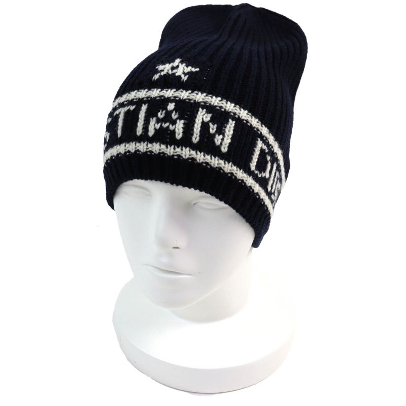 Christian DIOR 31noe714ixgh Wool Cashmere Star Logo Knit Hat Knit Cap Navy