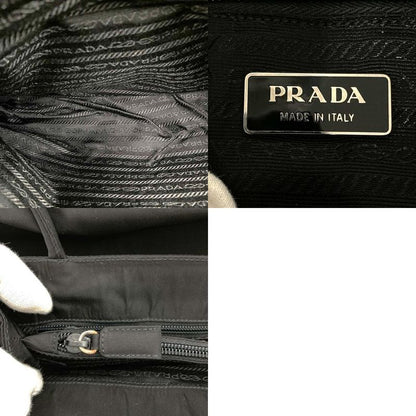 Prada Tote Handbag Black Nylon Women Men Triangle Logo