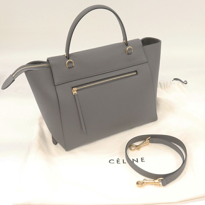 Celine Handbag Shoulder Bag Micro Belt Bag Grained Calf Gray