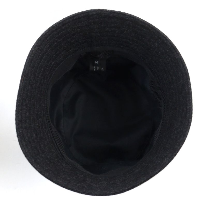 Prada 2hc137 100% Wool Triangle Plate Triangle Logo Bucket Hat Dark Gray M Made