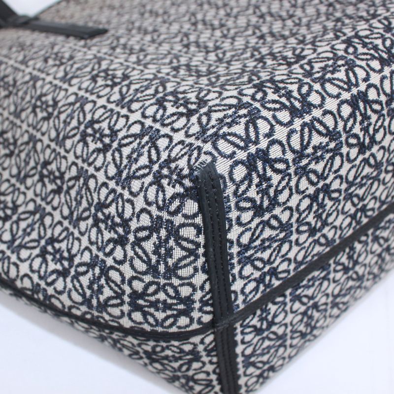 Loewe Leather X Canvas Navy X Black Tote Bag Silver B533z73x08