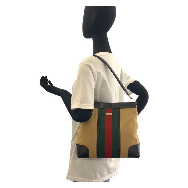 Gucci Sherry Line Beige Brown Gold Hardware Canvas/leather 001 4231 Shoulder