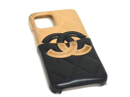 Chanel Coco-mark Matelasse Lambskin Iphone 11 Pro Phone Case In Brown And Black