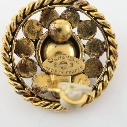 Chanel Gold Plated And Rhinestone Blue 23 Ladies 31.5g Earring