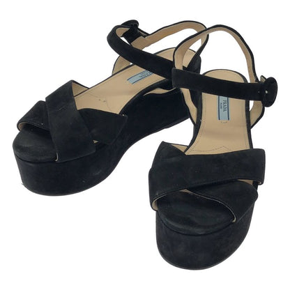 Prada Platform Suede Sandals Black 37 1 2