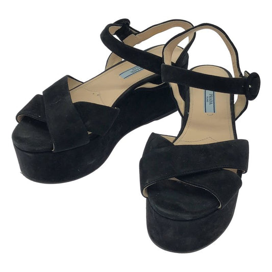 Prada Platform Suede Sandals Black 37 1 2
