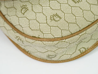 Authentic Christian DIOR Honeycomb Pattern Shoulder Bag Pochette PVC Beige Bag