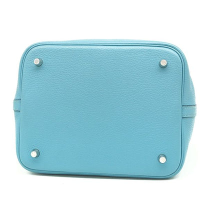 Hermes Handbag Picotin Lock MM Eclat Taurillon Clemence Swift Blue Dunol X