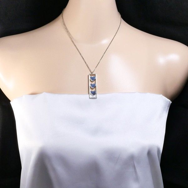 Tiffany & Co Triple Heart Silver Necklace Box Bag Total Weight Approx 92g