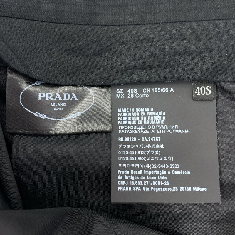 Prada - Wool Straight Slacks Pants - 40S - Black - Women's