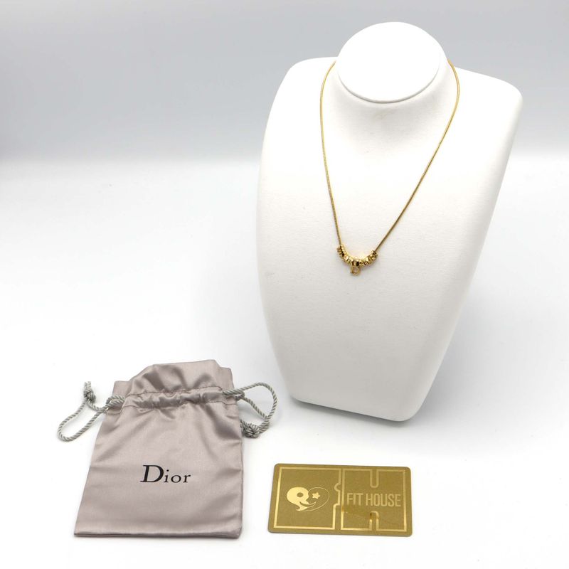 Christian DIOR Necklace D Motif Gold Color Approx 7.3g Accessories Bag M1509-1