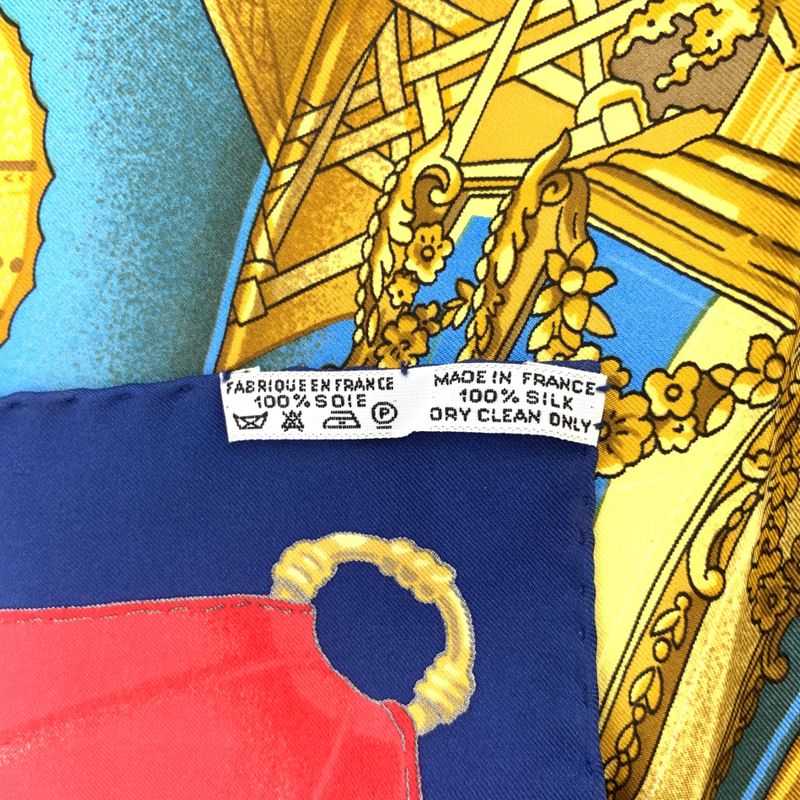 Hermes Carre 90 Soleil De Soie Silk Sun Scarf Silk Light Blue X Navy X Red