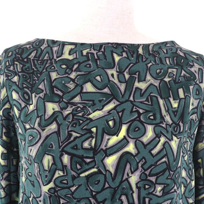 Louis Vuitton Graffiti Logo Long Sleeve Blouse Top Green 36 Made In France