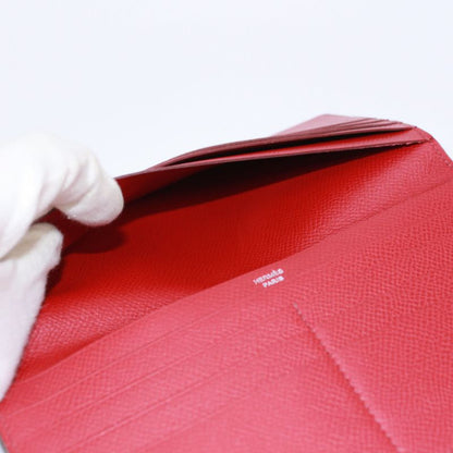 Hermes Courchevel Leather Red Long Wallet