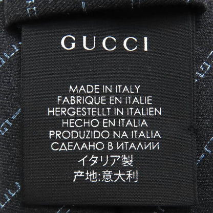 Gucci 100% Wool Regimental Logo Stripe Tie With 7cm (2.76in) Dark Gray Tips