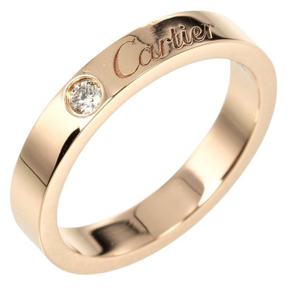 Cartier C Deux Engraved 18K Pink Gold And Diamonds Size 7 Ladies' 3.39g Ring