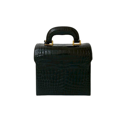 Gucci Vintage Ladylock Croco Leather Handbag Vanity
