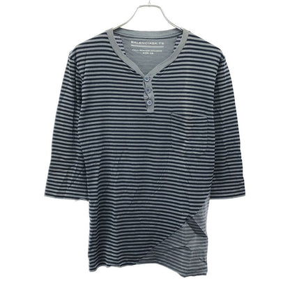 Balenciaga 11aw Paneled Henley Neck Striped Cut & Sewn 273970 Tv977 Gray XS