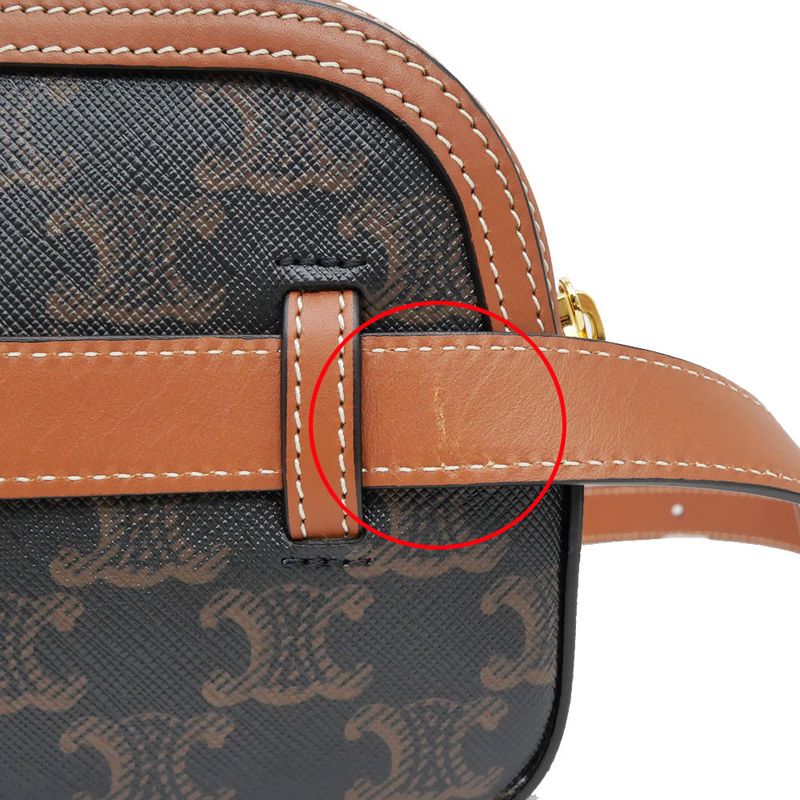 Celine Belt Bag Triomphe Body Brown Tan Canvas 19267 Women's Men's
