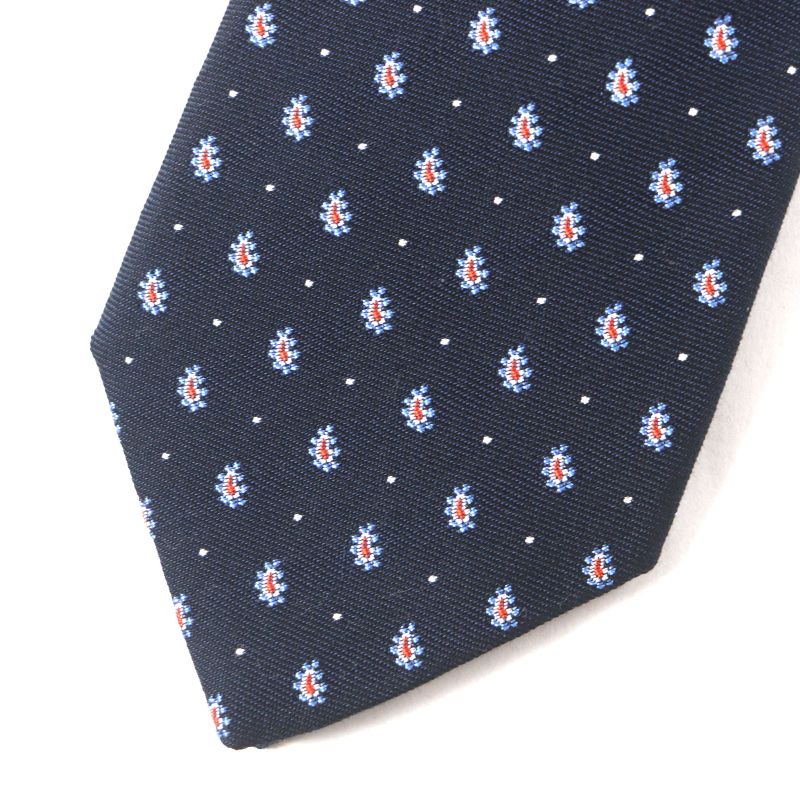  Hermes 2020 349289t 63% Silk Anthracite/ciel/orang Cravat Paisley Dot Tie