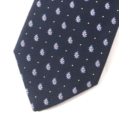  Hermes 2020 349289t 63% Silk Anthracite/ciel/orang Cravat Paisley Dot Tie