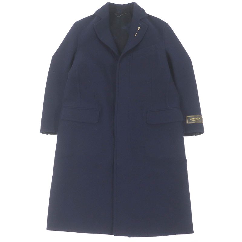 Louis Vuitton 22AW Hjc55e 100% Wool Lining Monogram Chester Coat Navy 44 With
