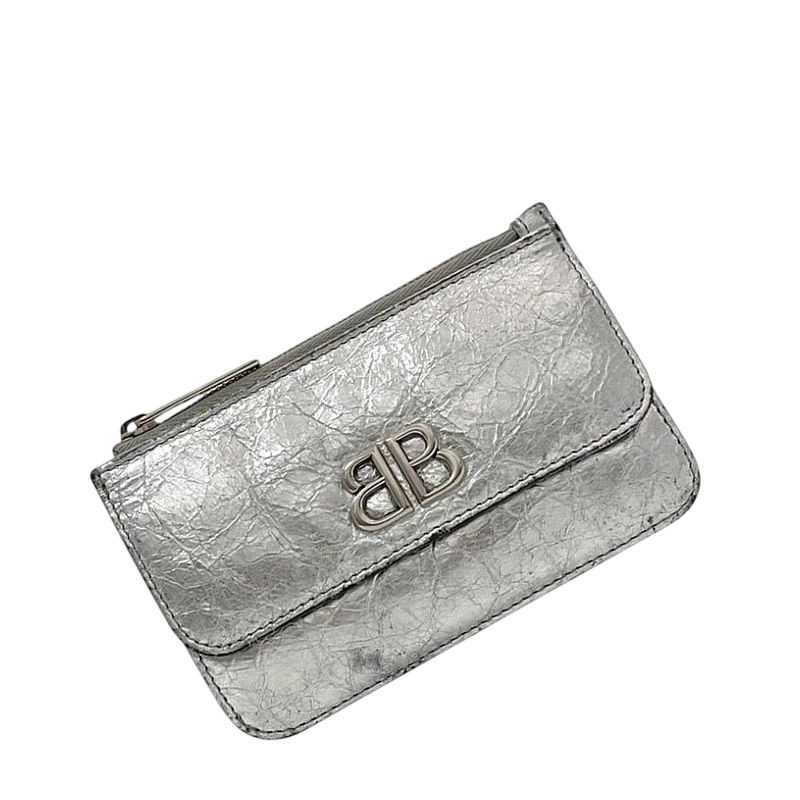 Balenciaga Card Holder Coin Case Silver Monaco 765420