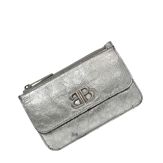 Balenciaga Card Holder Coin Case Silver Monaco 765420